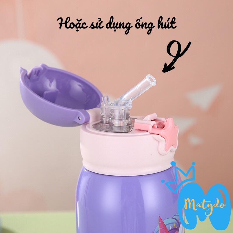Bình giữ nhiệt cho bé MATYDO đi học đi chơi cute dễ thương bình đựng thực phẩm, đựng sữa tốt nhất cho trẻ 550ml