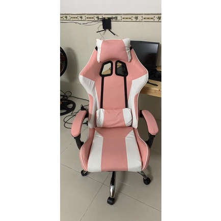 CHAIR-(Có 2 Gối ) Ghế game cao cấp chân xoay 360 độ dành cho game thủ ngả 135 độ model mới E-02S (WHITE)