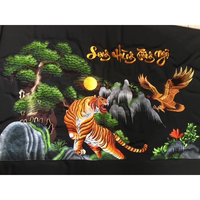 Tranh hổ thêu máy vi tính