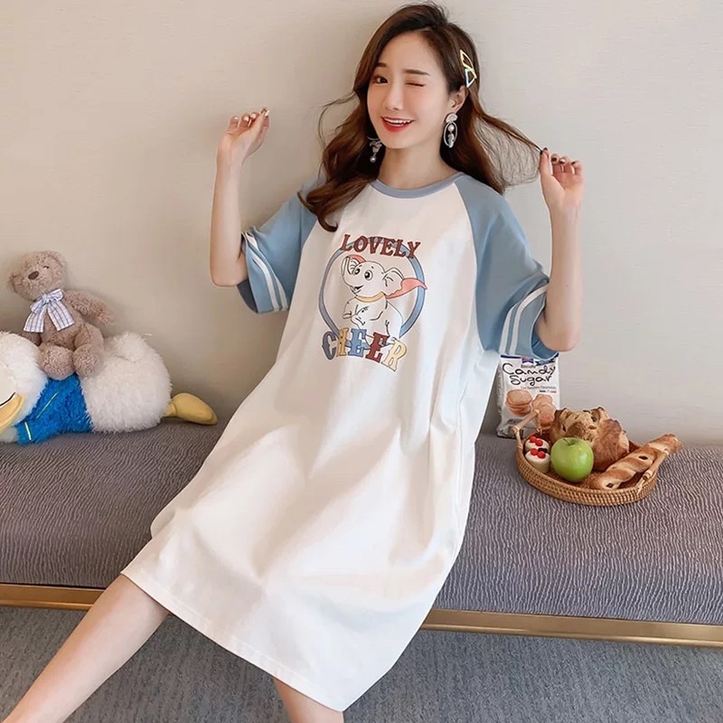 Váy Ngủ Nữ Cotton Siêu Dễ thương- Váy Mặc Nhà Cute Bầu Bí Mặc Thoải Mái