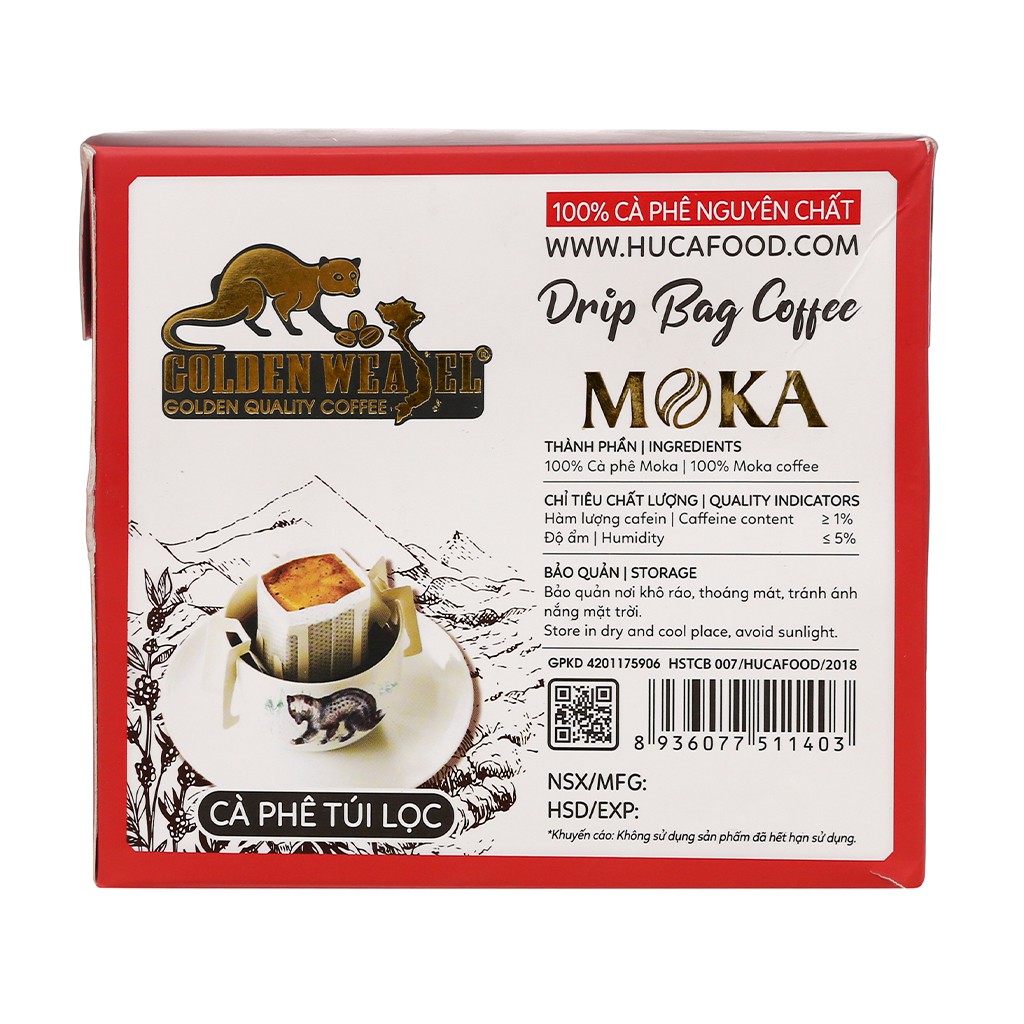 Cà phê túi lọc Con chồn vàng Moka 150g