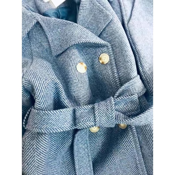 Set áo khoác + quần short vải dạ xanh ulzzang