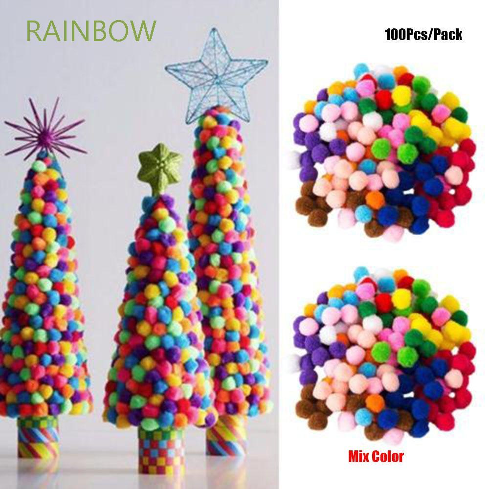 Set 100 quả banh xù nhiều màu sắc kích thước 10/ 15/ 20/ 25/ 30/ 40mm dùng trang trí Giáng Sinh đa năng