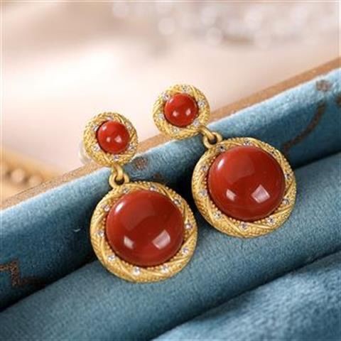 Bông Tai Mạ Vàng Tự Nhiên Đính Đá Ruby Kiểu Dáng Cổ Điển Sang Trọng