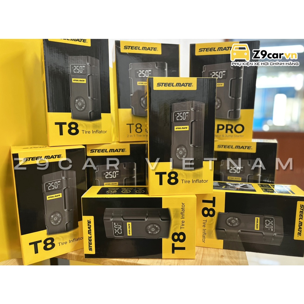 Bơm lốp kiêm kích bình ắc quy Steelmate T8 Pro chính hãng - Bảo hành 3 năm