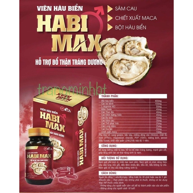 Viên Hàu biển HABI MAX (lọ 20 viên) - Hỗ trợ tăng cường chức năng sinh lý nam