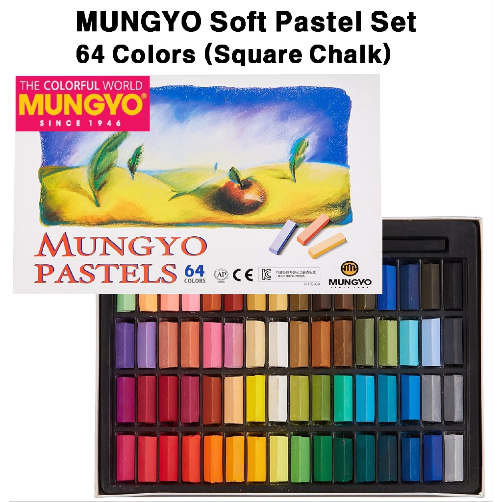 Mungyo Non Toxic Mungyo Soft Pastel Set of 64 Assorted Colors Square Chalk 