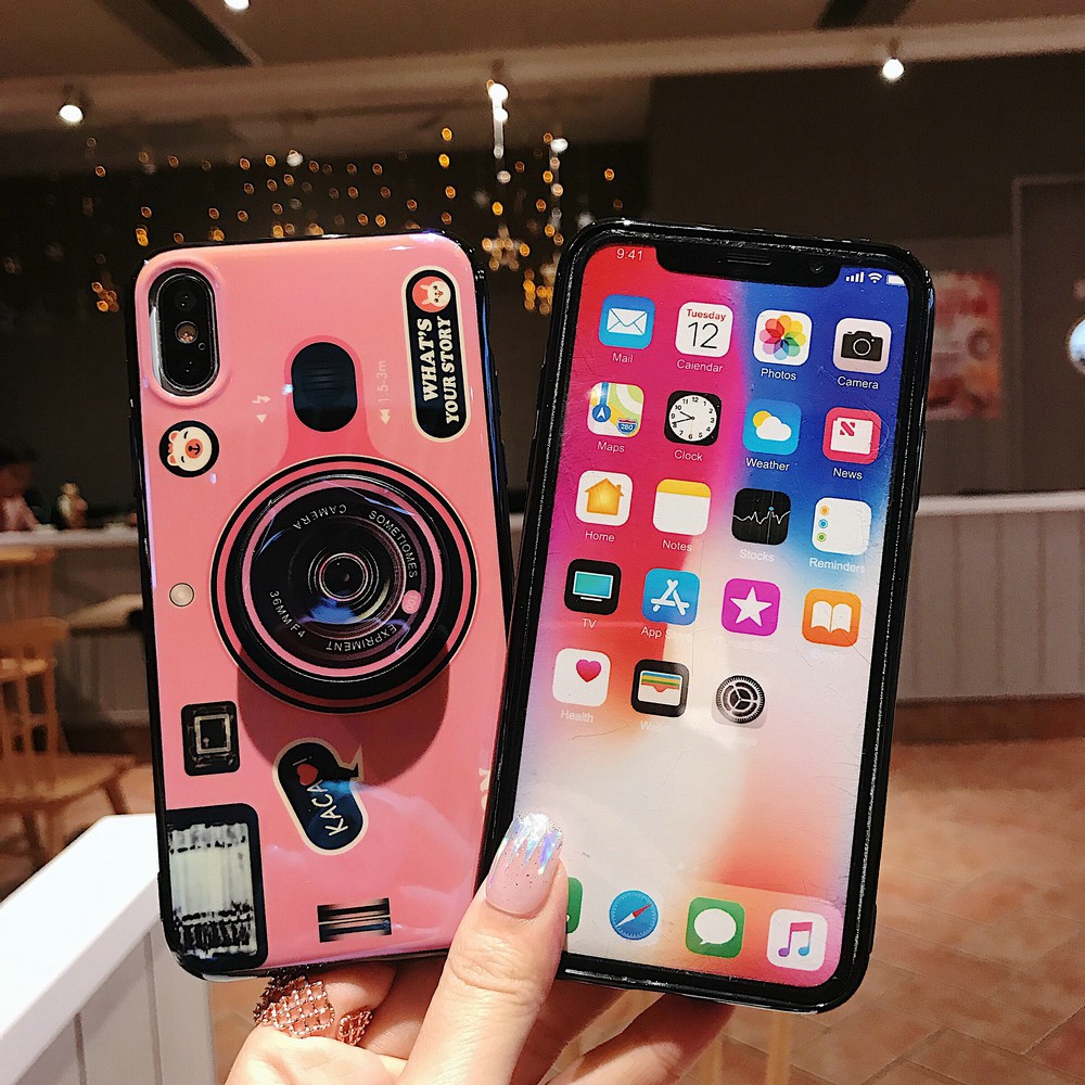 Ốp điện thoại có đế đỡ hình máy ảnh 3D thời trang cho Redmi S2 Note 8 7 5 6 Pro Redmi 6 6A 5 4X 7A 8 K20 Pro 5A Prime