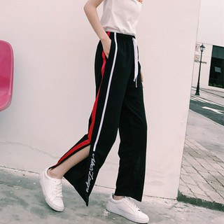 Quần sọc ulzzang xẻ tà cao câp