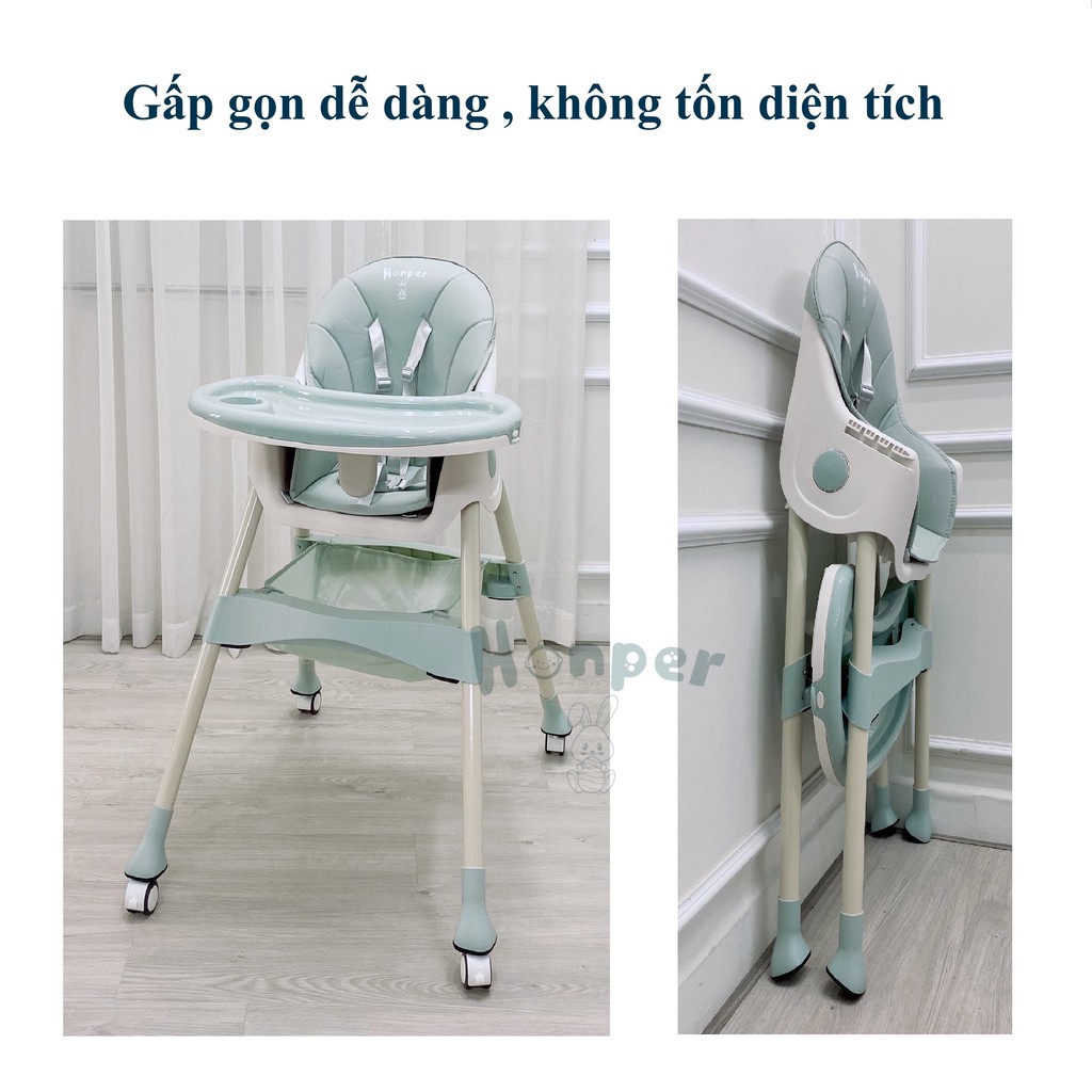 Ghế ăn dặm Honper/ Honper Trứng cao cấp lắp 2 độ cao có bánh xe và gấp gọn cho bé