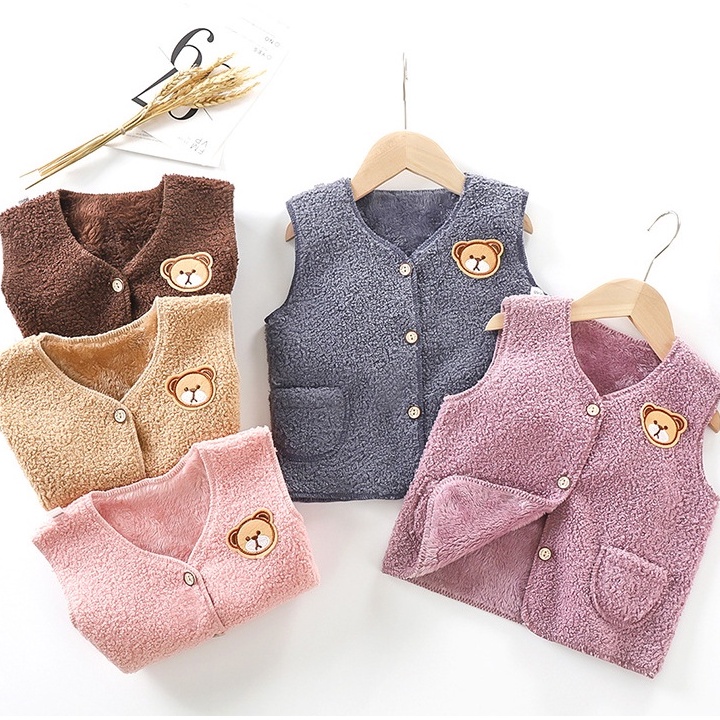 Thời trang thu đông ấm áp áo khoác lông cừu trẻ em trai và gái áo khoác vest sang trọng áo khoác thoải mái