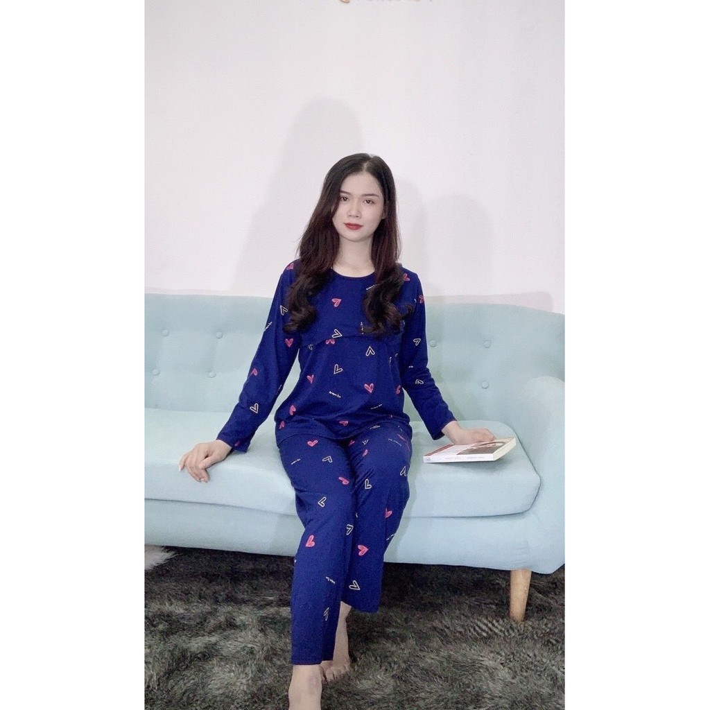 Độ đồ bầu và sau sinh dài tay mặc ở nhà vải cotton co dãn 4 chiều
