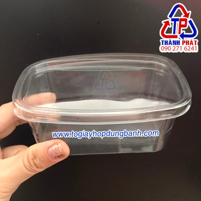 Hộp nhựa XY092 - Hộp nhựa chữ nhật đựng bánh mousse - Hộp đựng tiramisu- Hộp đựng bánh Panna cotta