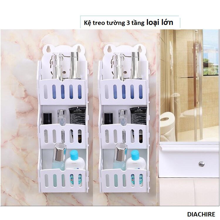Kệ Nhà Tắm Treo Tường 3 Tầng - Kệ Để Đồ Dùng Học Tập, Cá Nhân Không Cần Khoan Tường