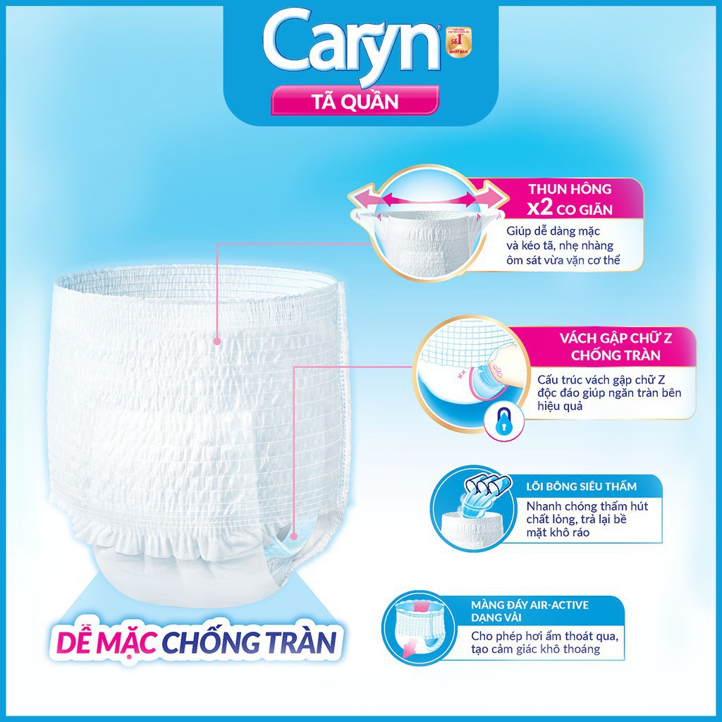 Tã Bỉm Quần Người Lớn Caryn Mỏng Nhẹ Chống Tràn Size L-14 Miếng Dành Cho Người Già Có Thể Tự Đi