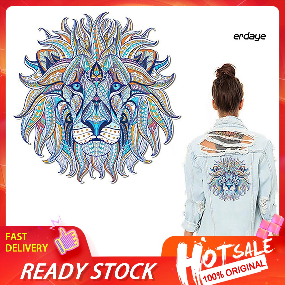LION Miếng Dán Patch Ủi Với Họa Tiết Hình Sư Tử
