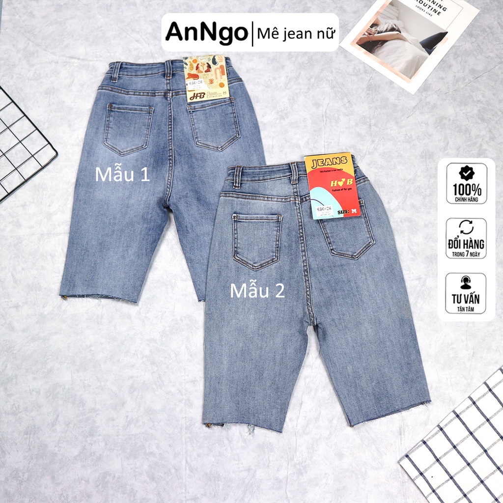 Quần jean ngố nữ co giãn rách gối cực phong cách, chất jean cotton mềm mại, bền màu AnNgo - AT186