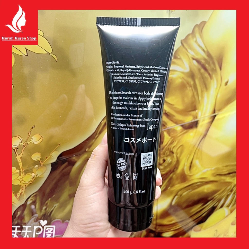 Kem body typolo dưỡng trắng da trắng hồng tự nhiên Nhật Bản mẫu mới dạng tuýp 200g