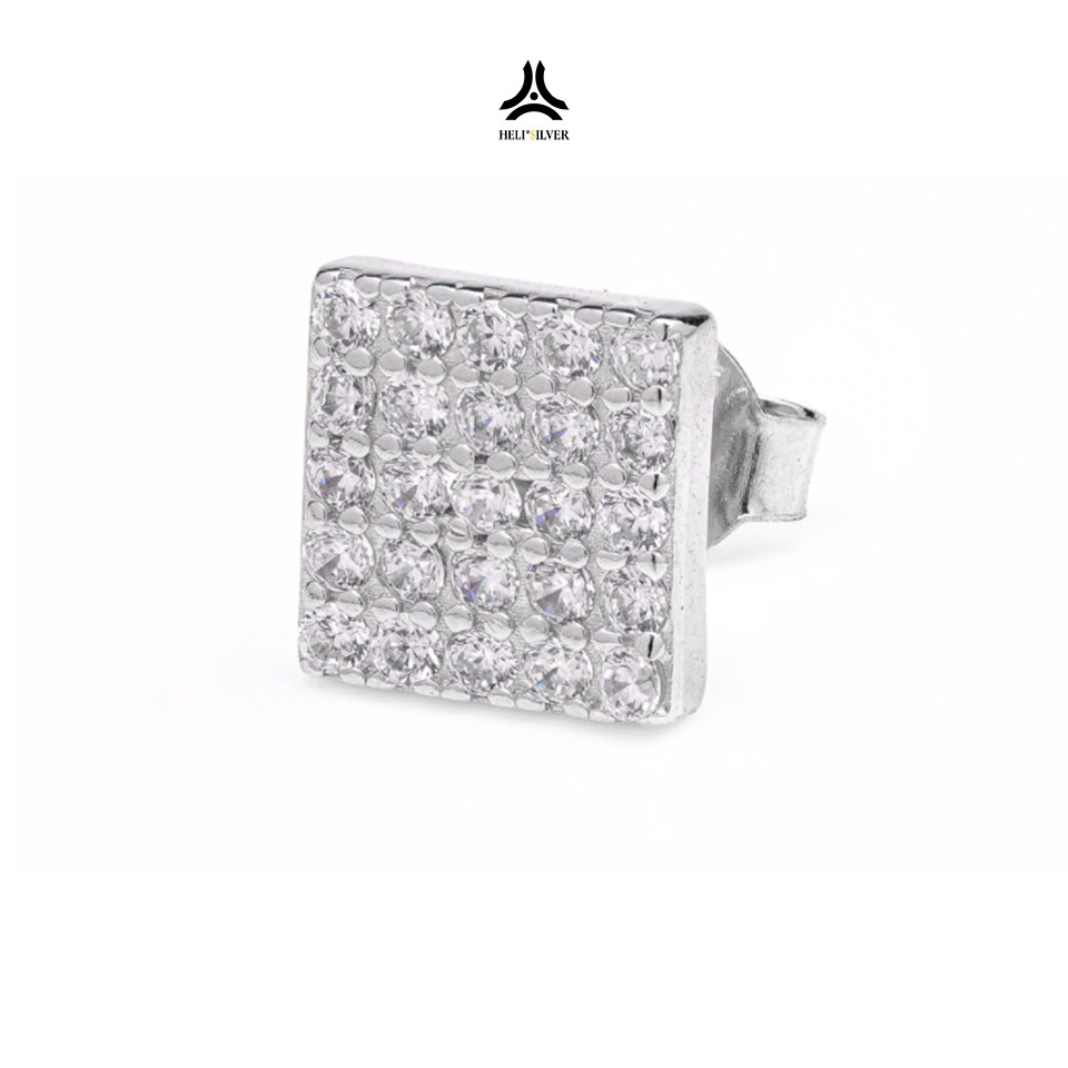 Khuyên tai bạc nam, nữ HeliSilver Carpet KTB090