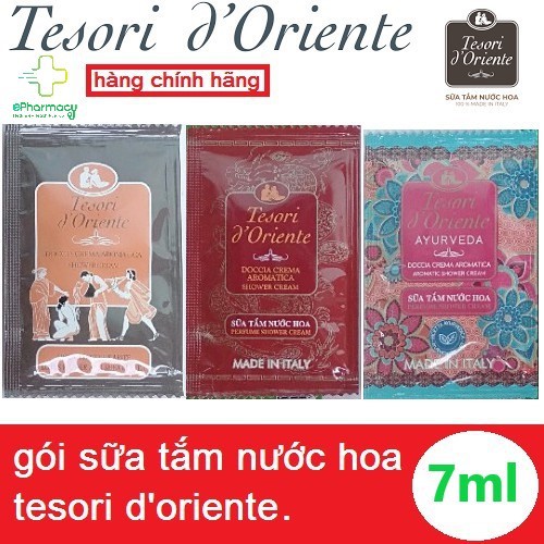 Sữa tắm nước hoa Tesori D'Oriente - Sữa tắm xích gói Tesori D'Oriente Italia (COMBO 12 gói 7ml)