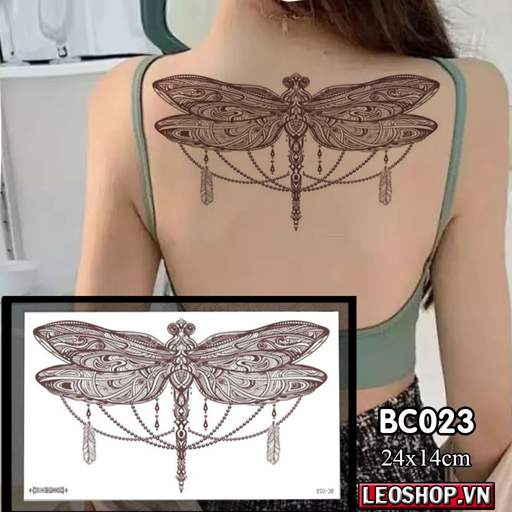 Hình Xăm Dán Đôi Cánh, Cú Mèo Lưng Ngực Nữ mã BC