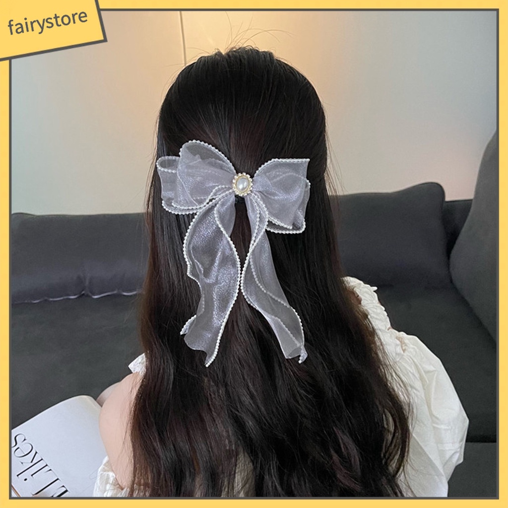 [Fairy] Kẹp Tóc Thắt Nơ Lưới Xuyên Thấu Trang Trí Thanh Lịch Chống Trượt Nhỏ Gọn Phong Cách Ngọt Ngào