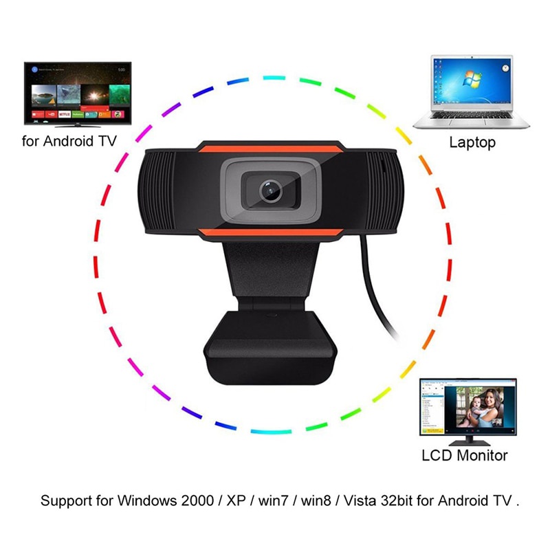 Webcam Hd 1080p Có Thể Xoay Kèm Mic Cho Máy Tính Để Bàn