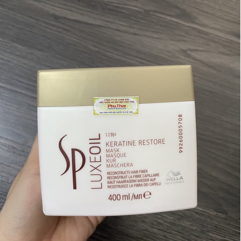 (CHÍNH HÃNG) DẦU HẤP Ủ TÓC CAO CẤP SP LUXE OIL KERATIN RESTORE MASK PHỤC HỒI TÓC HƯ WELLA ĐỨC