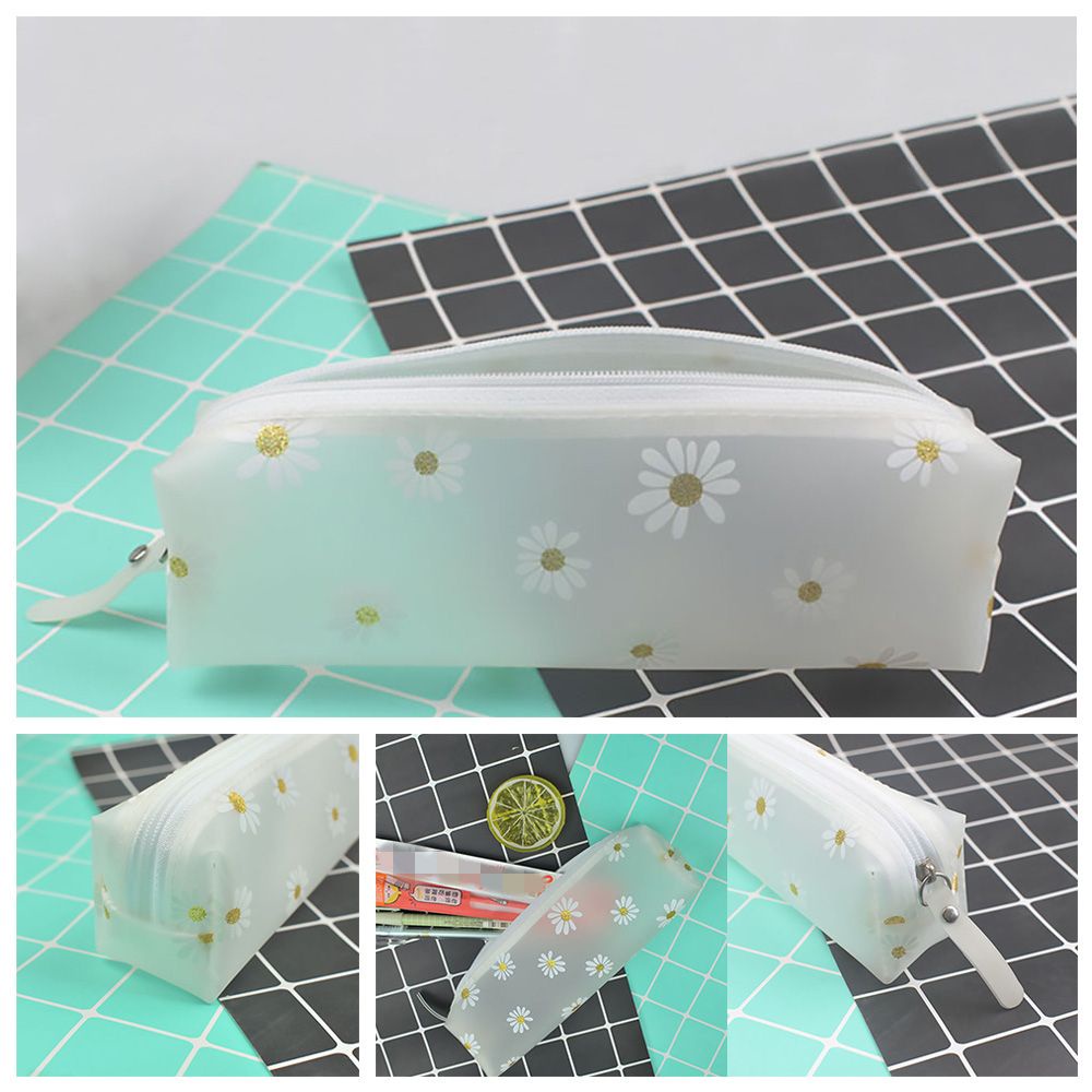 Túi Đựng Bút Chì Màu Kẹo Trong Suốt Hình Hoa Cúc Nhiều Màu Dễ Thương