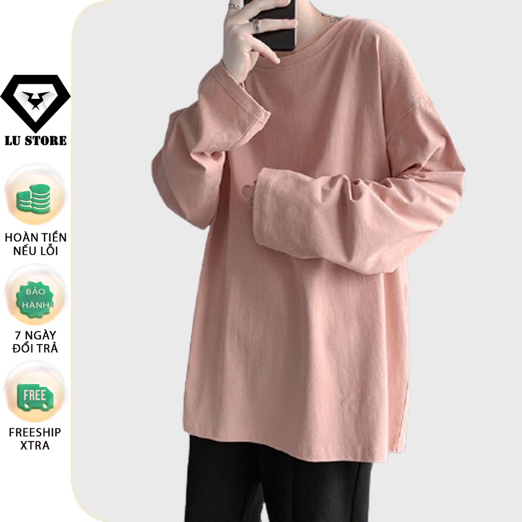 Áo thun trơn tay dài dáng rộng màu basic unisex Lu Store | BigBuy360 - bigbuy360.vn