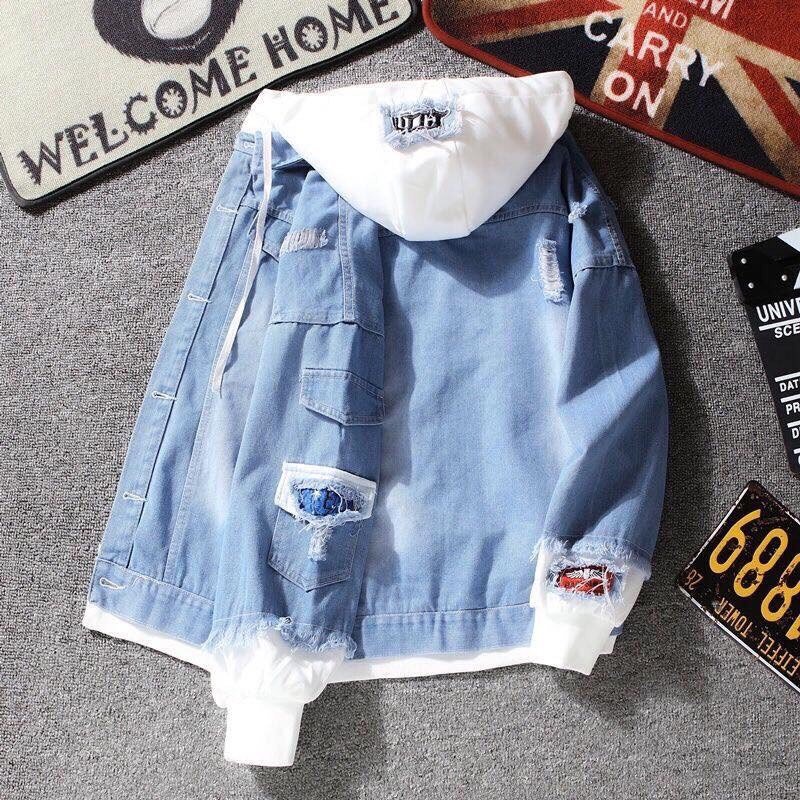 Áo Khoác Jean Unisex Outfits Nam Nữ Form Rộng  liền mủ Nỉ- Áo khoác bò fashion best
