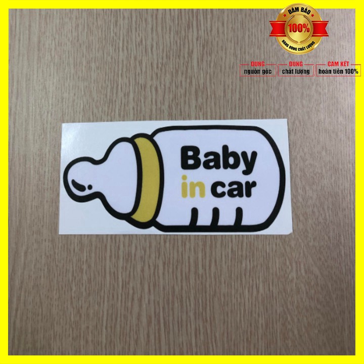 Sản phẩm  Tem Decal baby in the car phản quang dán đuôi xe AC30101 Giấy lụa PVC