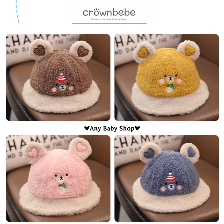 Mũ nón Bucket rộng vành tai gấu in hình trái tim thời trang cho bé trai và bé gái nhiều màu siêu cute    ❣❣