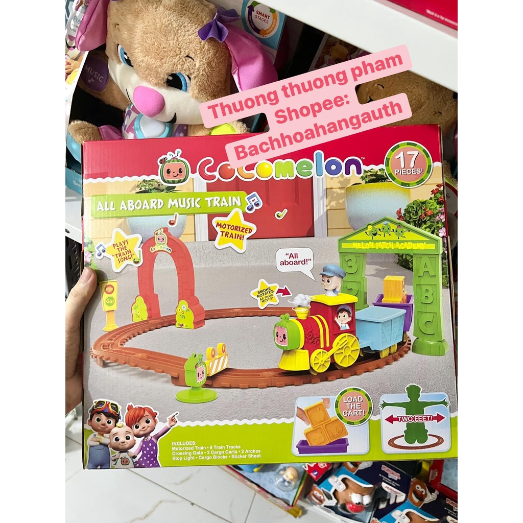 [ Hàng Mỹ ] Đồ chơi Cocomelon tàu hỏa có đường ray, có nhạc chính hãng