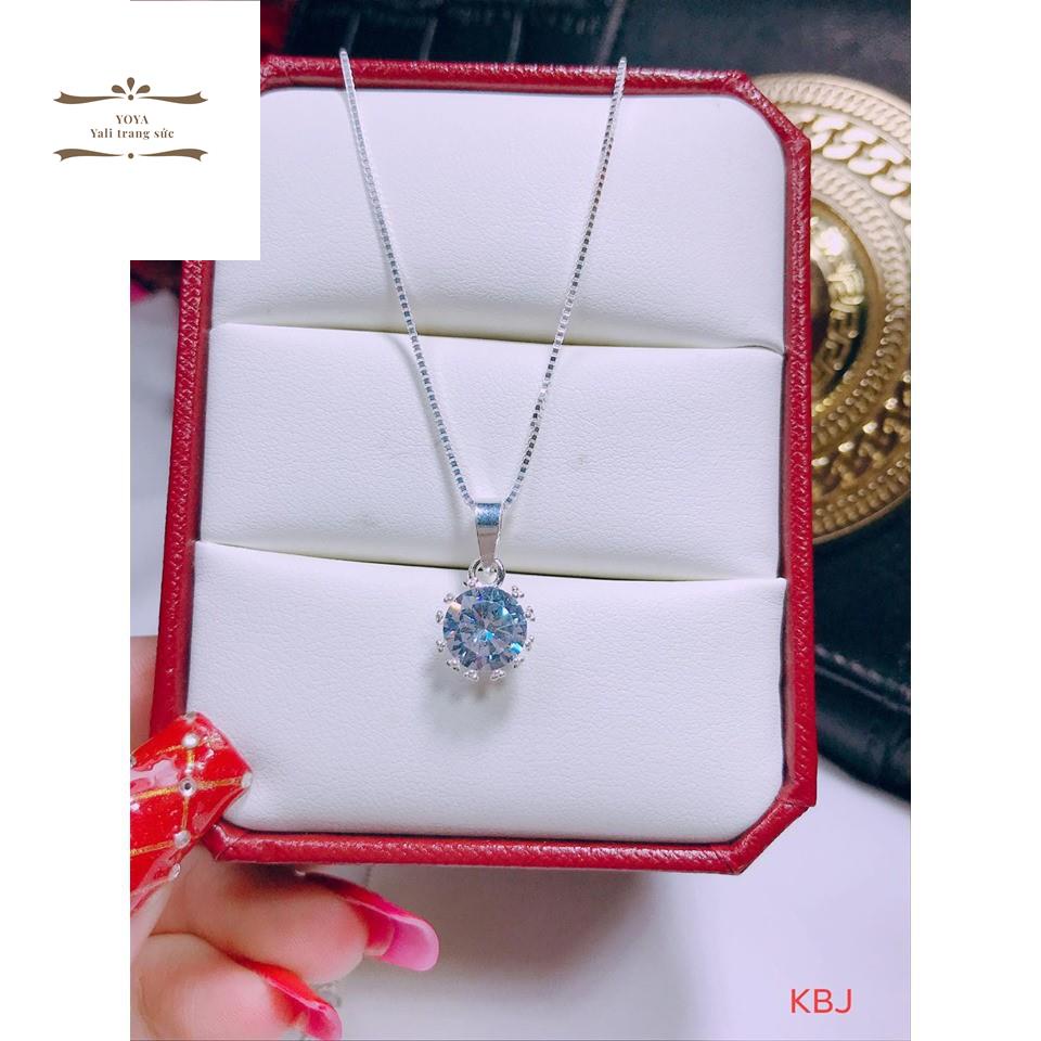 YOYA Vòng cổ nữ bạc mặt đá 8mm 6 xi mạ vàng không bay mầu - Trang sức bạc đẹp HJC