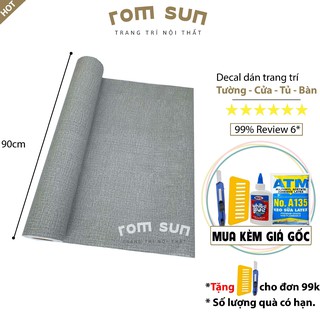 KHỔ 90cm | Giấy dán tường giả vải - ĐÀI LOAN- Decal trang trí tường phòng ngủ 3D - Giấy decal dán tường màu ghi xám