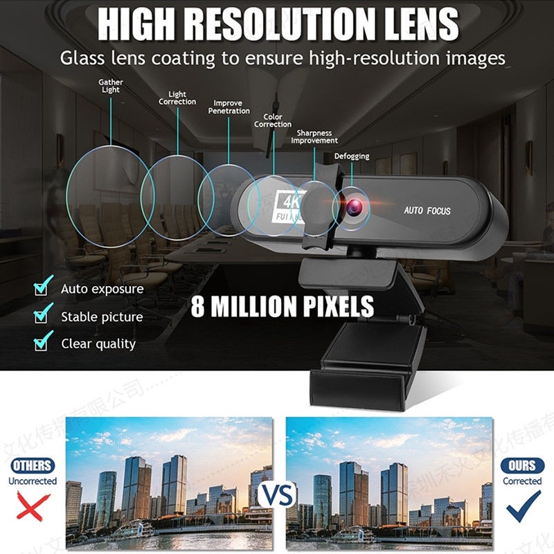 4kVẻ Đẹp Tự Động Lấy Nét Máy Tính Để Bàn Camera HD IPUSBLive Stream Laptop Net Bài Học Có Mic Microphone | BigBuy360 - bigbuy360.vn