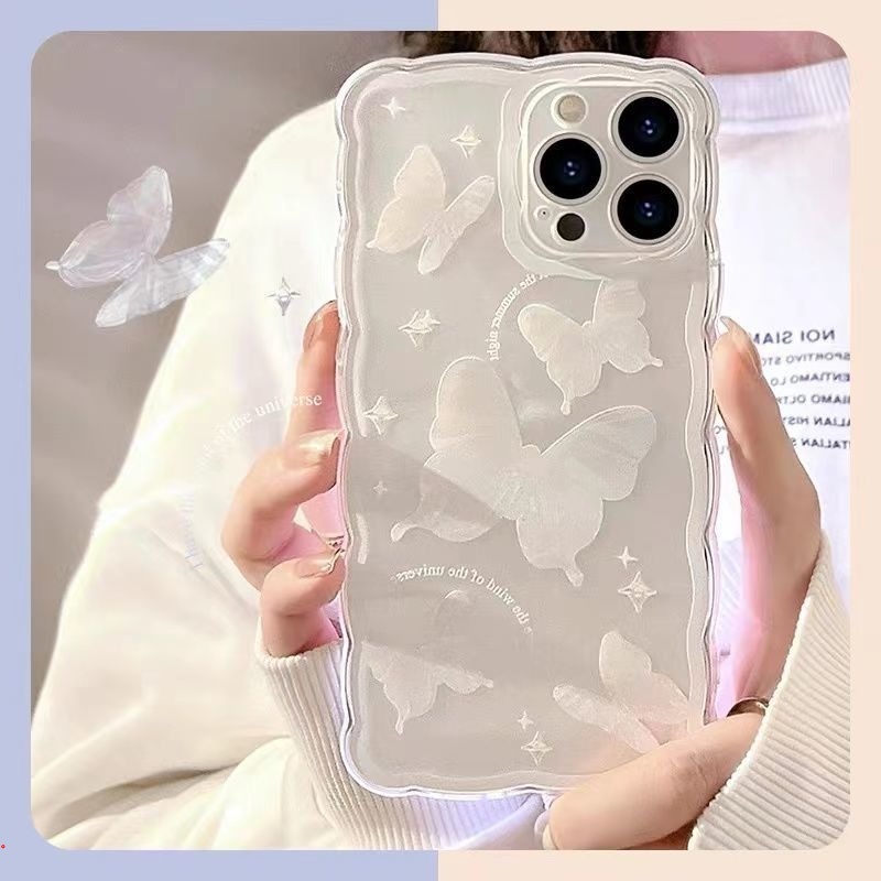 Ốp Điện Thoại Trong Suốt Họa Tiết Bướm Dễ Thương Dành Cho iphone 6 7 8 plus xs max xr x 13 mini 12 11 pro max