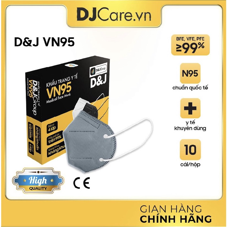 [HÀNG XUẤT KHẨU] Khẩu trang y tế VN95 D&J kháng khuẩn 99%  (10 cái/ 1 hộp ) | BigBuy360 - bigbuy360.vn