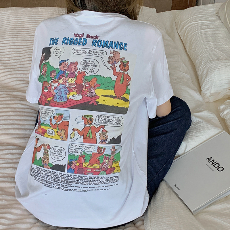 Áo thun tay ngắn in hình hoạt hình dành cho nữ