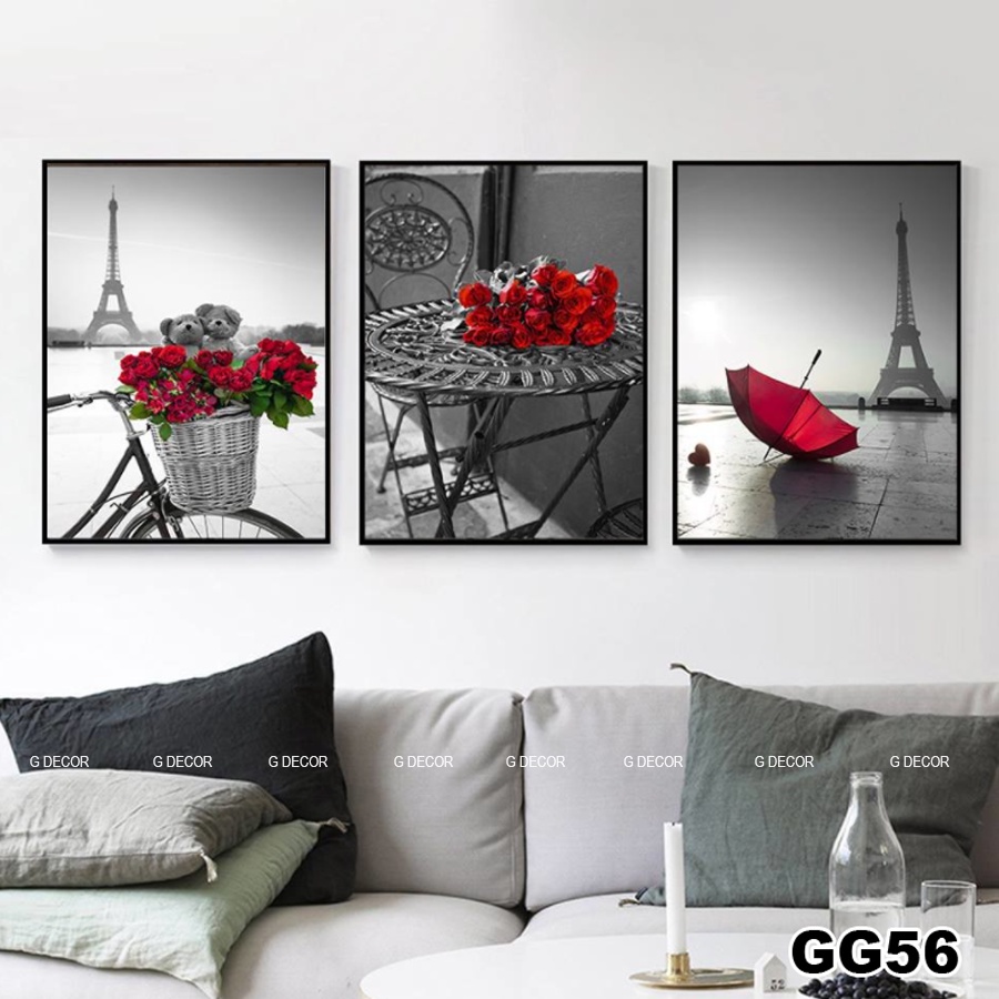 Tranh treo tường canvas 3 bức phong cách hiện đại Bắc Âu 188, tranh trừu tượng trang trí phòng khách, phòng ngủ, spa