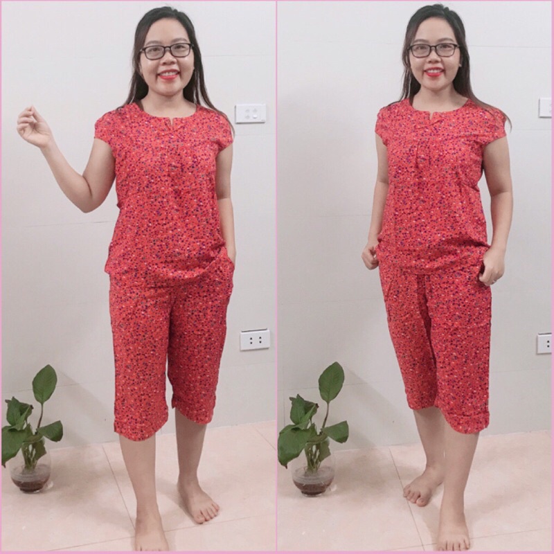 Bộ Lanh Nhung Tay Hến Quần Ngố San San, Bộ Nữ Mặc Nhà