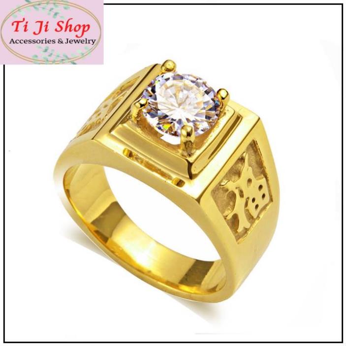 NHẪN INOX NAM MẠ VÀNG CHỮ PHƯỚC ĐÍNH XOÀN ĐẸP , may mắn