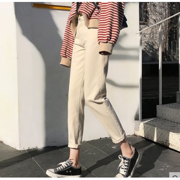 quần ulzzang nữ đẹp jean rách baggy kaki | BigBuy360 - bigbuy360.vn
