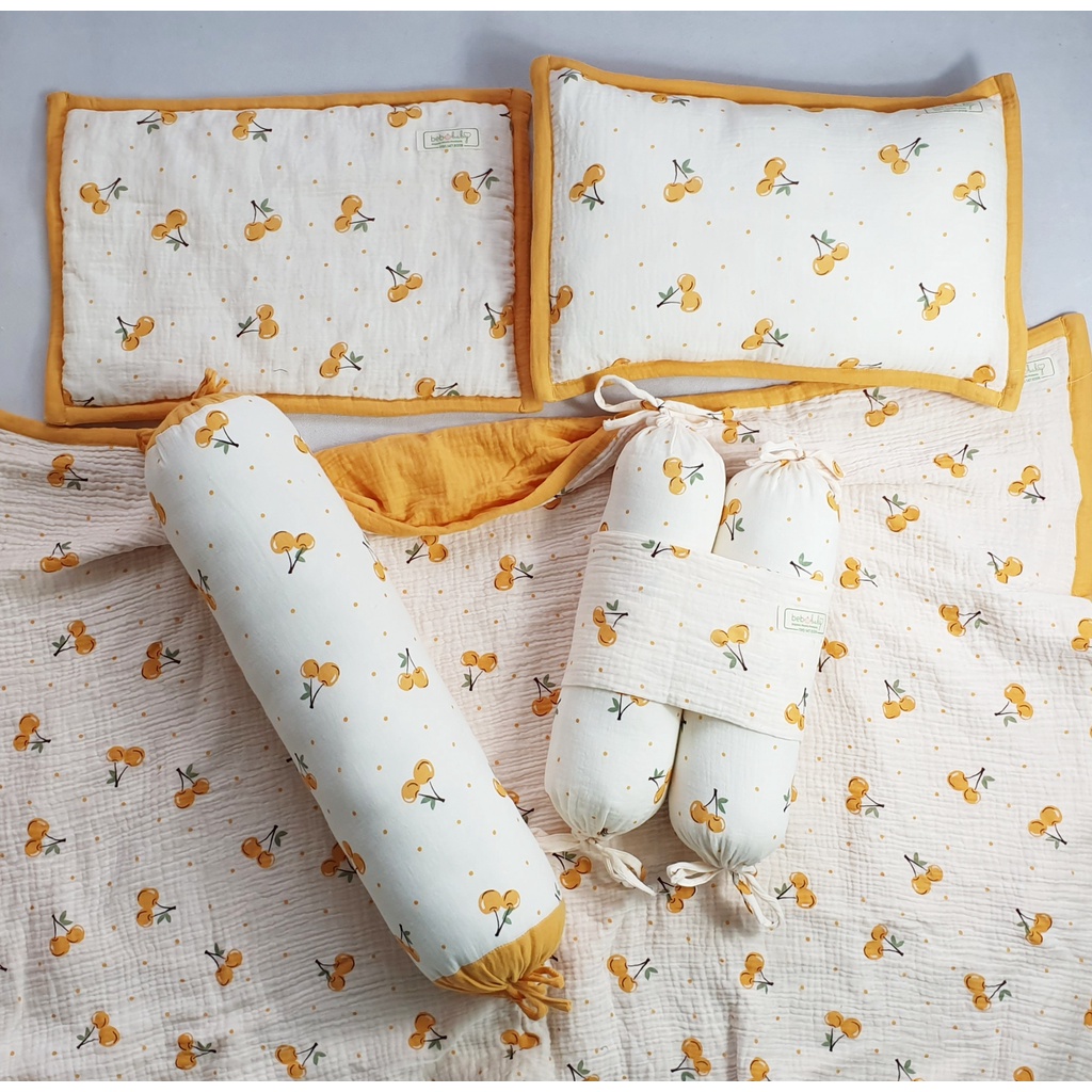 Set chăn gối xô muslin cho bé lớn