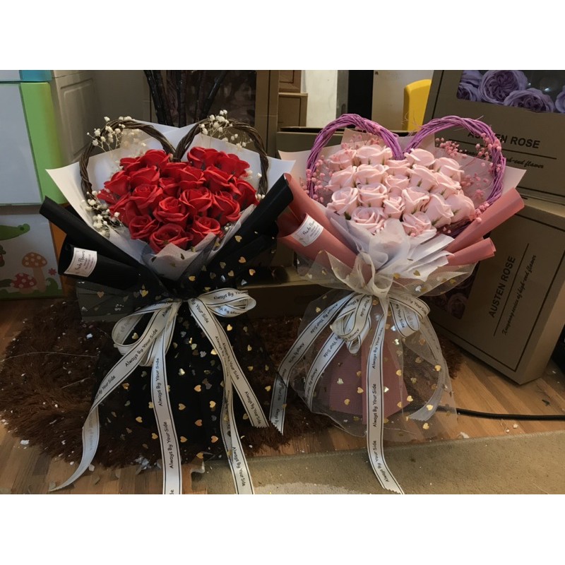 [Ship Hoả Tốc HN] Bó hoa tim Salic siêu xinh, mẫu thiết kế độc quyền nhà Khả An. Hoa sáp bền vĩnh cửu