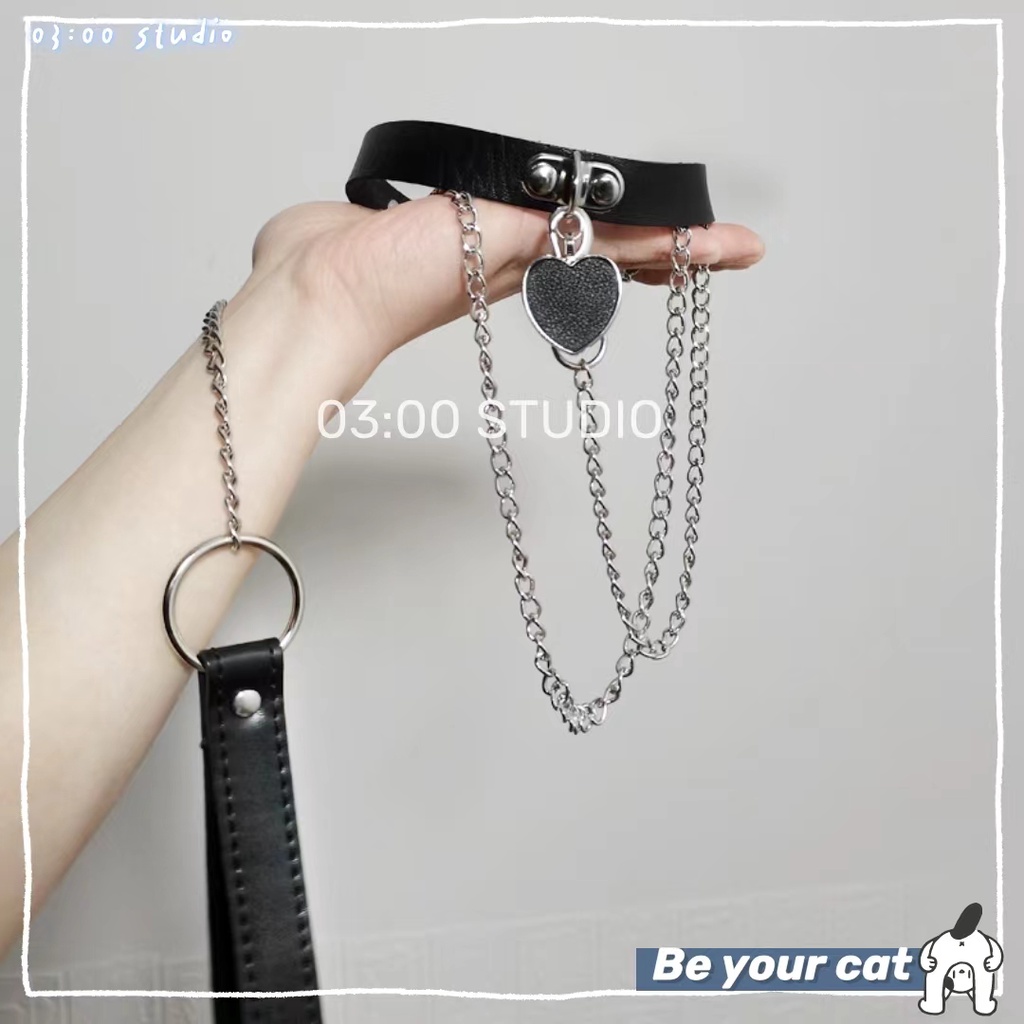 （Giao hàng bảo mật）Cosplay vòng cổ Choker hình trái tim kèm dây xích - Phụ kiện--OldGL