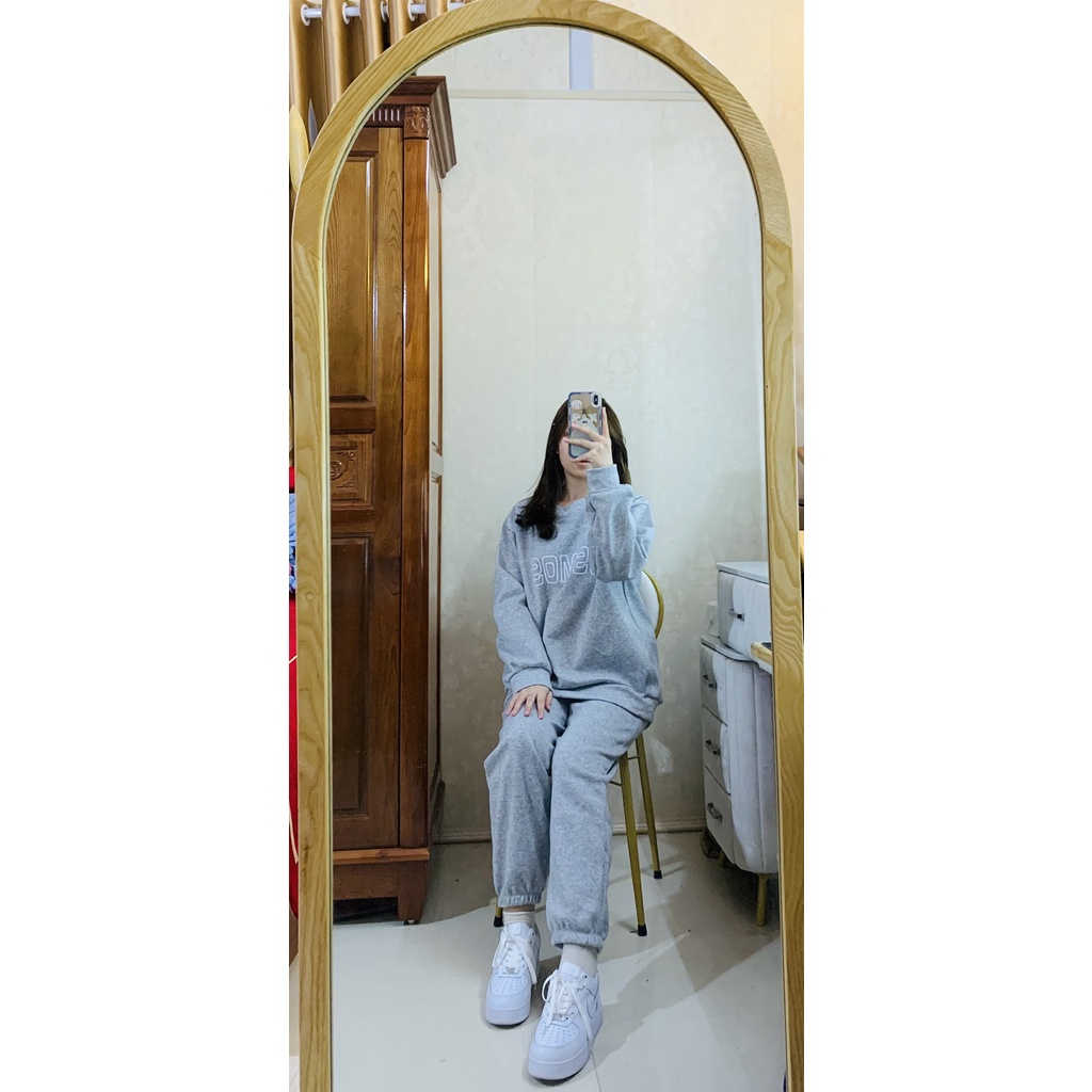 Set Nỉ Cosmos Unisex  ,Bộ đồ quần ống boom áo dài tay hoodie form rộng nam nữ Ulzzang
