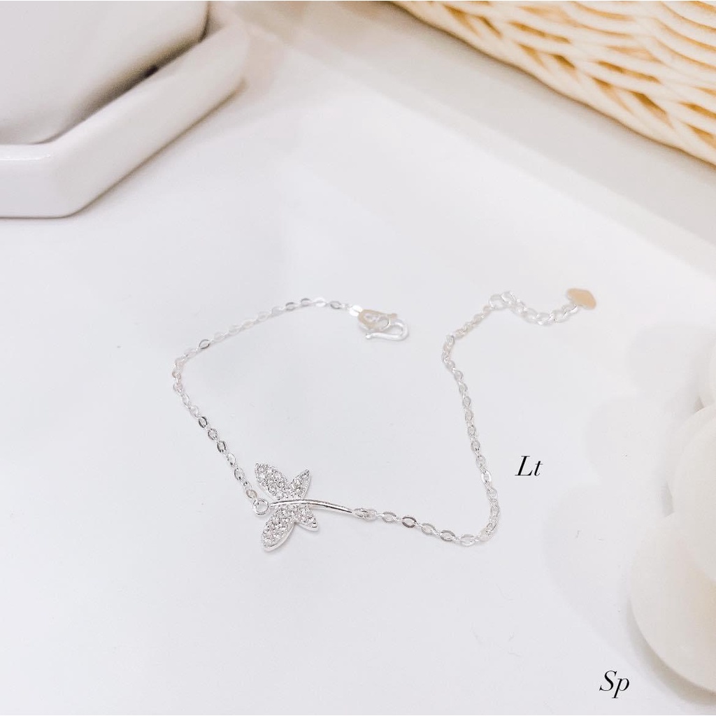 Lắc tay nữ bạc thật, lắc chuồn chuồn nạm đá chuẩn bạc ta xinh xắn - Kho sỉ bạc Nhất Linh