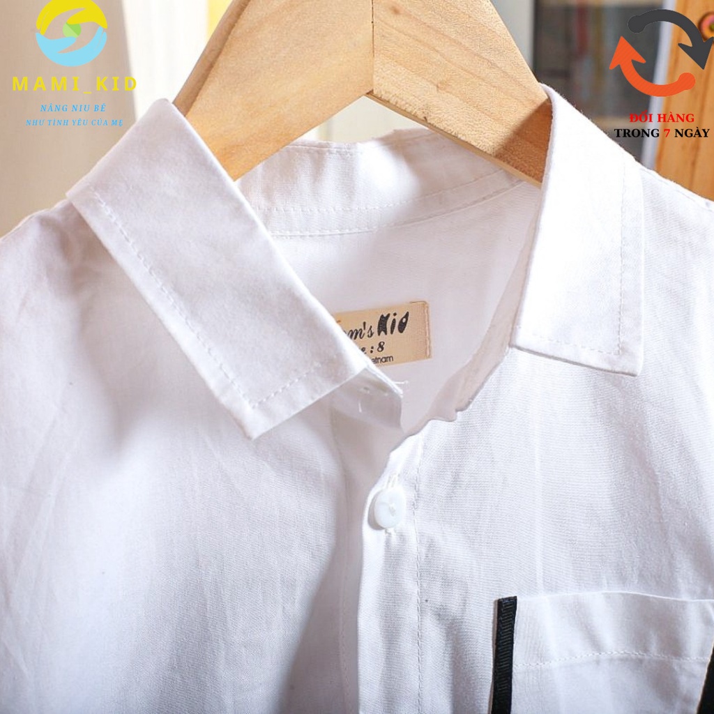 Áo Sơ Mi Cho Bé Mầu Trắng Size Đại Đi Học 20-50kg , sành điệu , Shop Mamikid